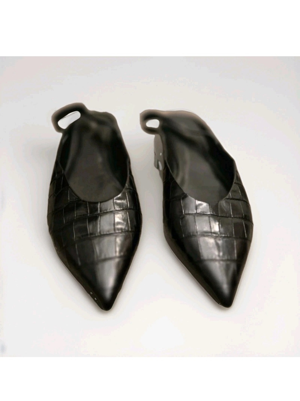 Michael Kors Croc Embossed Black Slingback Pointed Toe Flats Sz 10-US